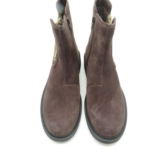 Clarks Women's Brown Suede Ankle Boots Knit Panels Side Zippers 7M NEW - Picture 2 of 6